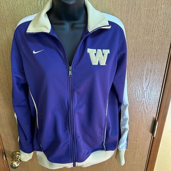 Nike UW Washington Huskies Zip up Jacket Purple and Tan | Women Size Large - Picture 3 of 16